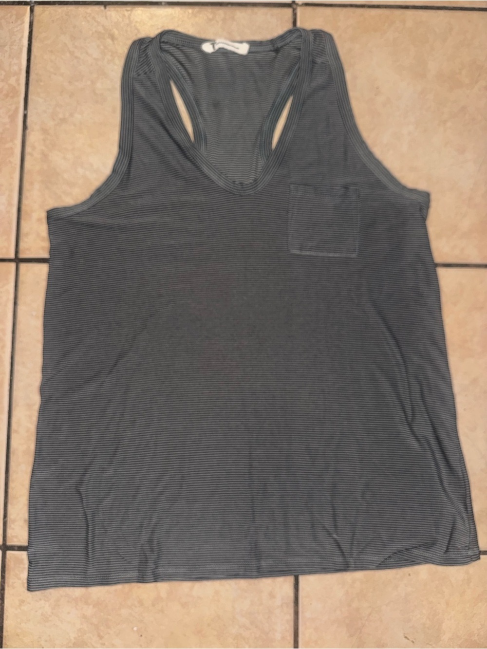 Alexander Wang Gray Micro-Striped Racerback Tank